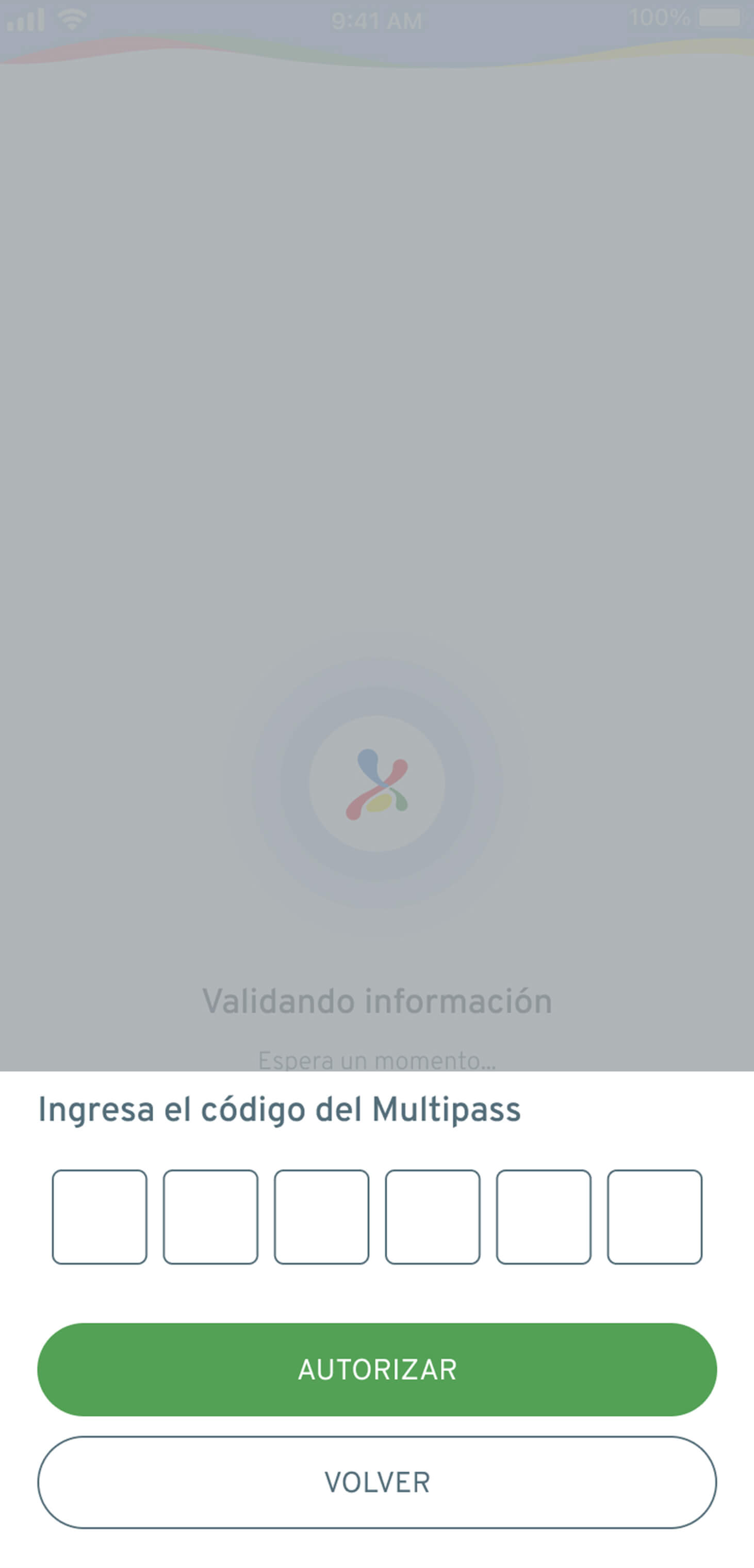 Ingreso del código de autorización
