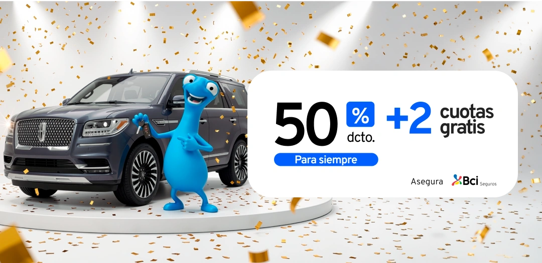 Monologo Bci Azul celebrando junto a un auto