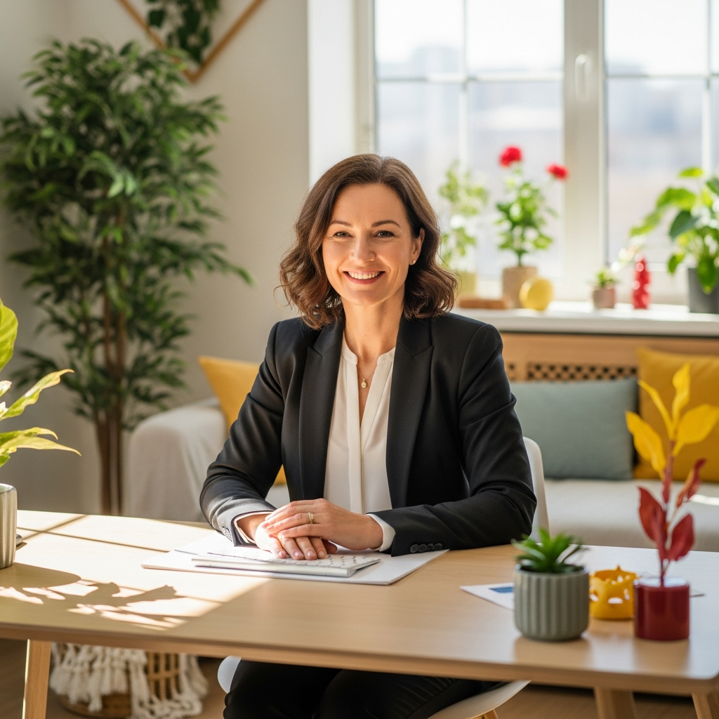 Mujer emprendedora en su oficina