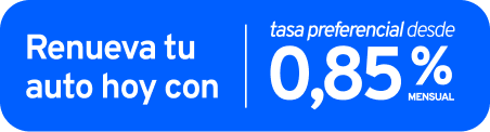 Renueva tu auto hoy con tasa preferencial desde 0,85% mensual