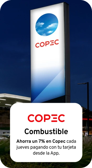 Copec: Ahorra un 7% en Copec cada jueves pagando con tu tarjeta desde la App.