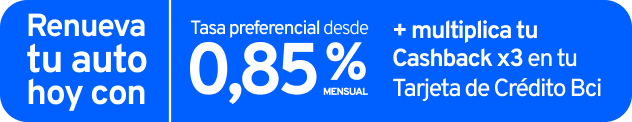 Renueva tu auto hoy con tasa preferencial desde 0,85% mensual