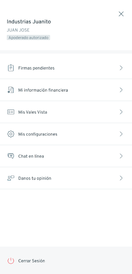 Menú principal con la opción Mis configuraciones