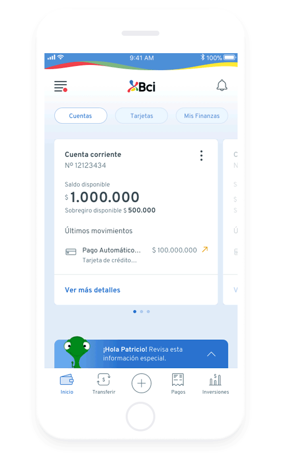 Toca el menú + de tu App Bci Toca el menú + de tu App Bci