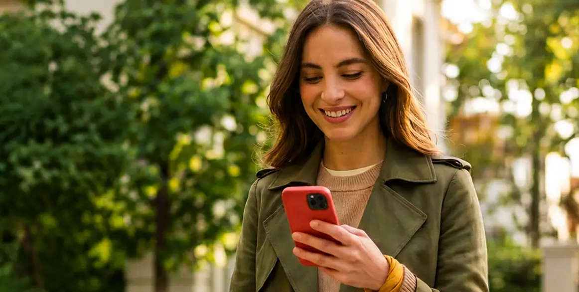Mujer con su dispositivo de confianza