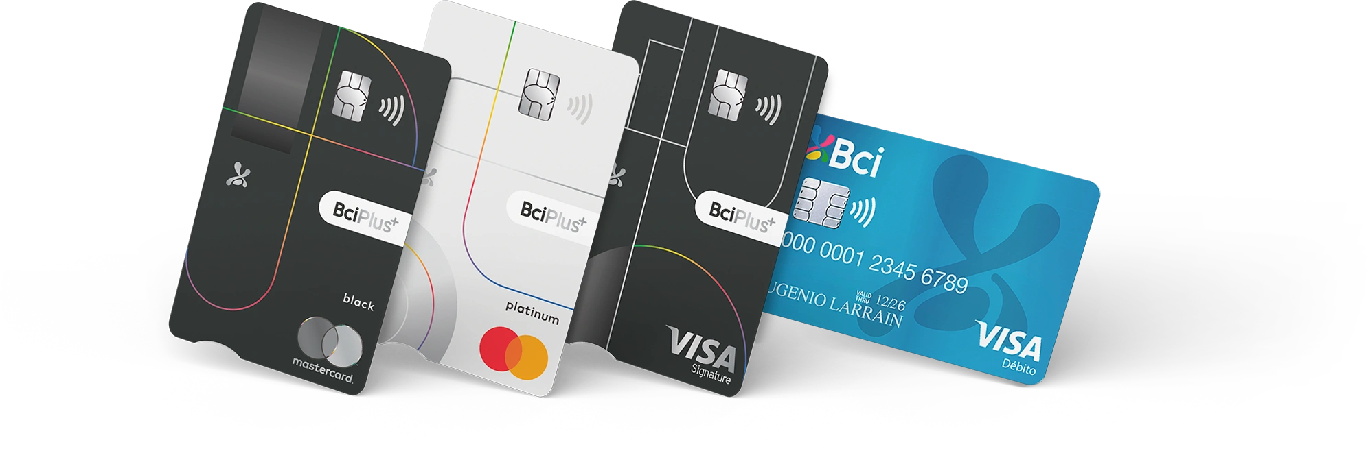 Tarjetas Bci Plus black, platinum, Visa Signature y débito Visa