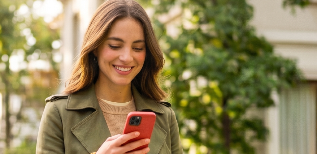 Mujer mirando su teléfono
