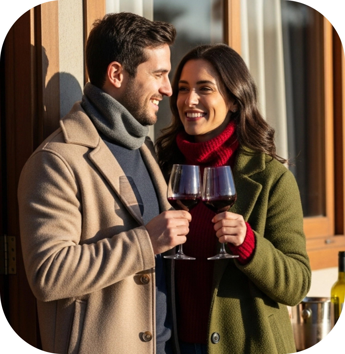 Pareja feliz en sus vacaciones que pagaron con su Crédito Bci con descuento en tasa