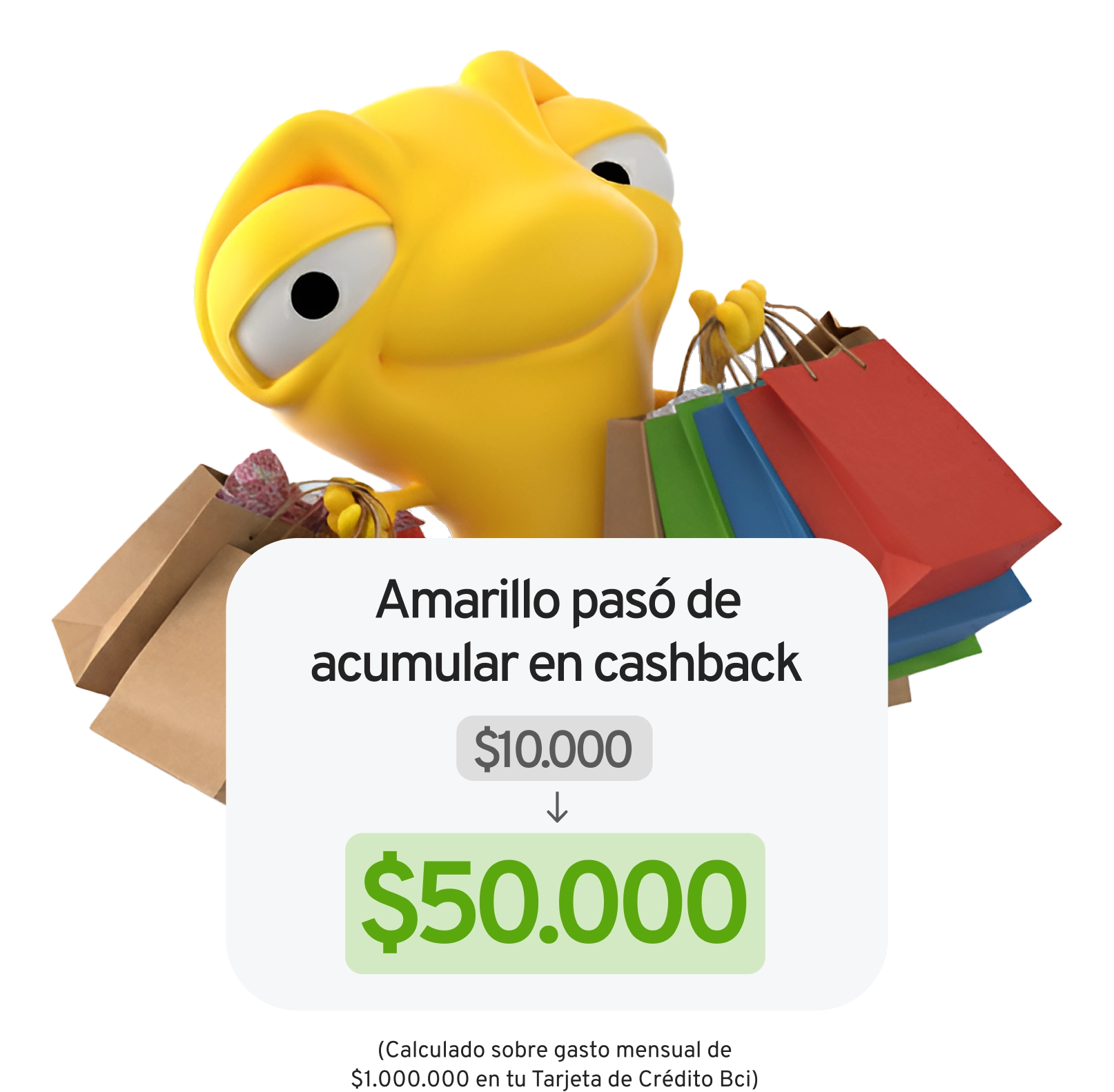 Mono amarillo usando su cashback x5